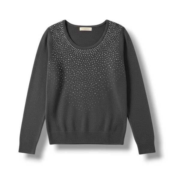 Carolyn Taylor Sweaters - Carolyn Taylor women's gray embellished long sleeve sweater - small